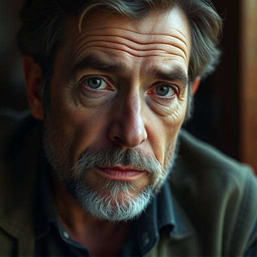 Portrait de Pierre Dupont, scénariste expérimenté, regardant attentivement la caméra